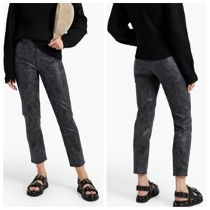 Rag & Bone Nina High Rise Black Straight Leg Snake Foil Cigarette Jeans Size 25